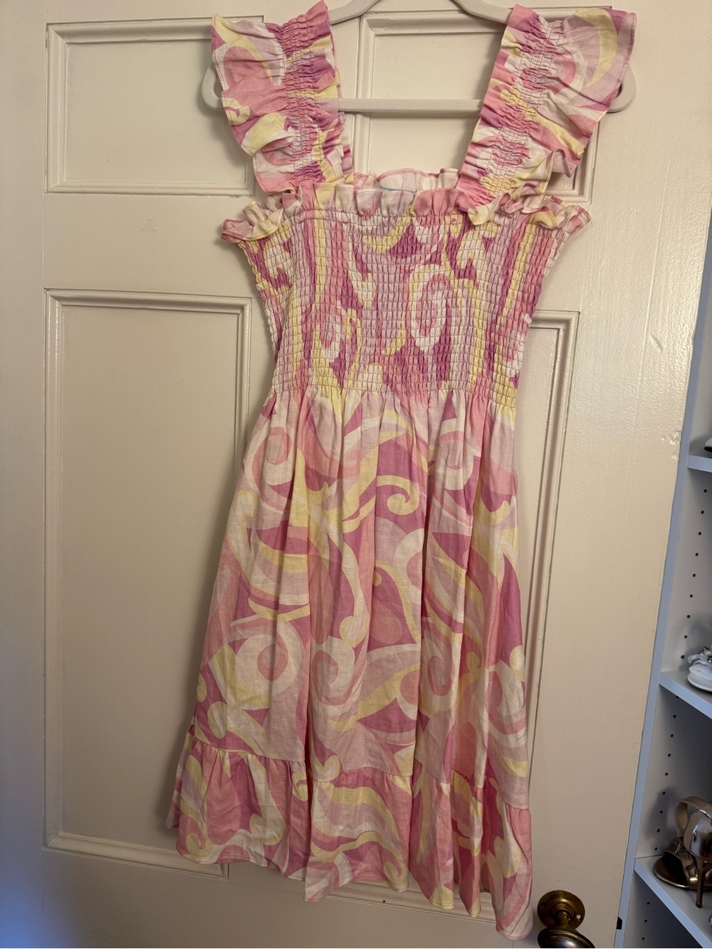 Hill House Pink & Yellow Ruffle Strap Sundress